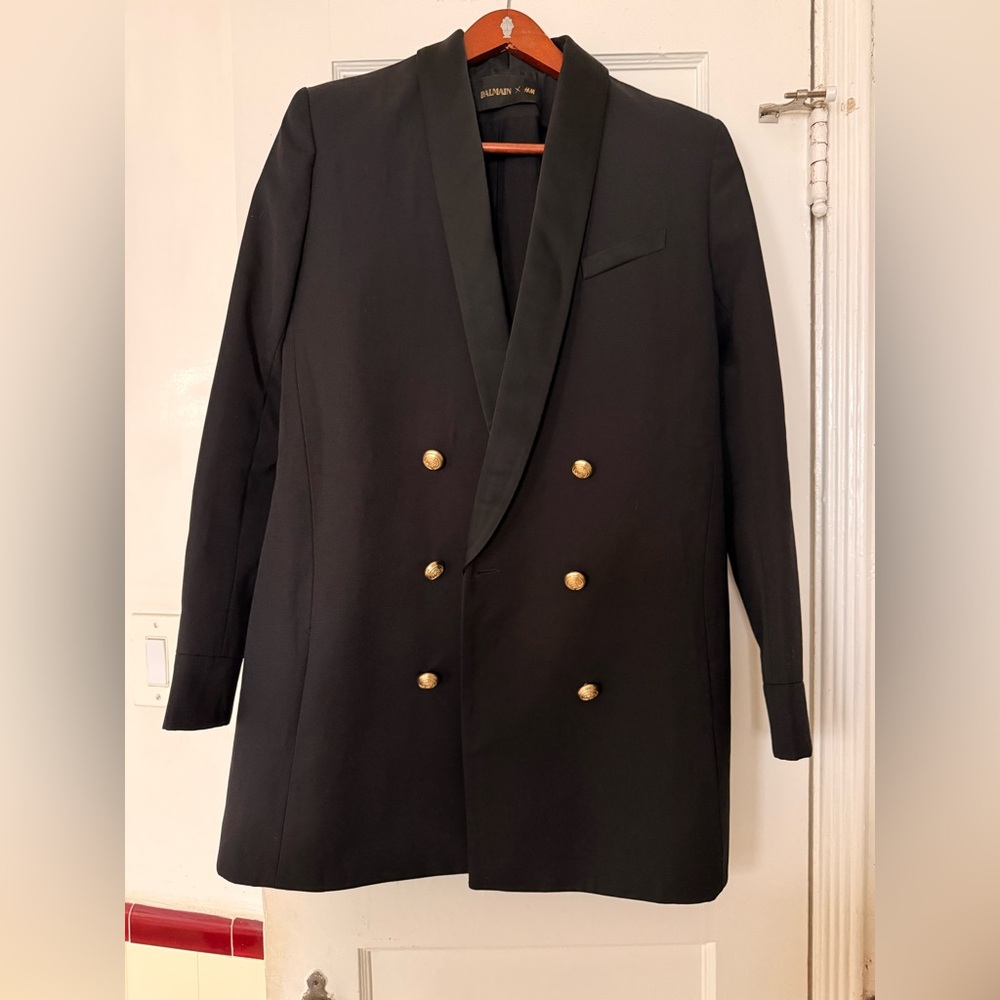 Women's Black Double-Breasted Blazer Coat